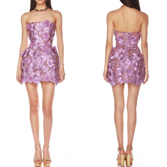Bronx and Banco Jasmine Maraya Strapless Mini Dress XSmall Lilac Lavender Cockta - Picture 2 of 12